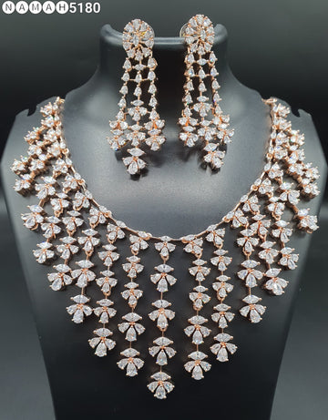 Beautiful American Diamond Padmavat Jewellery Antique Necklace Set with Earrings