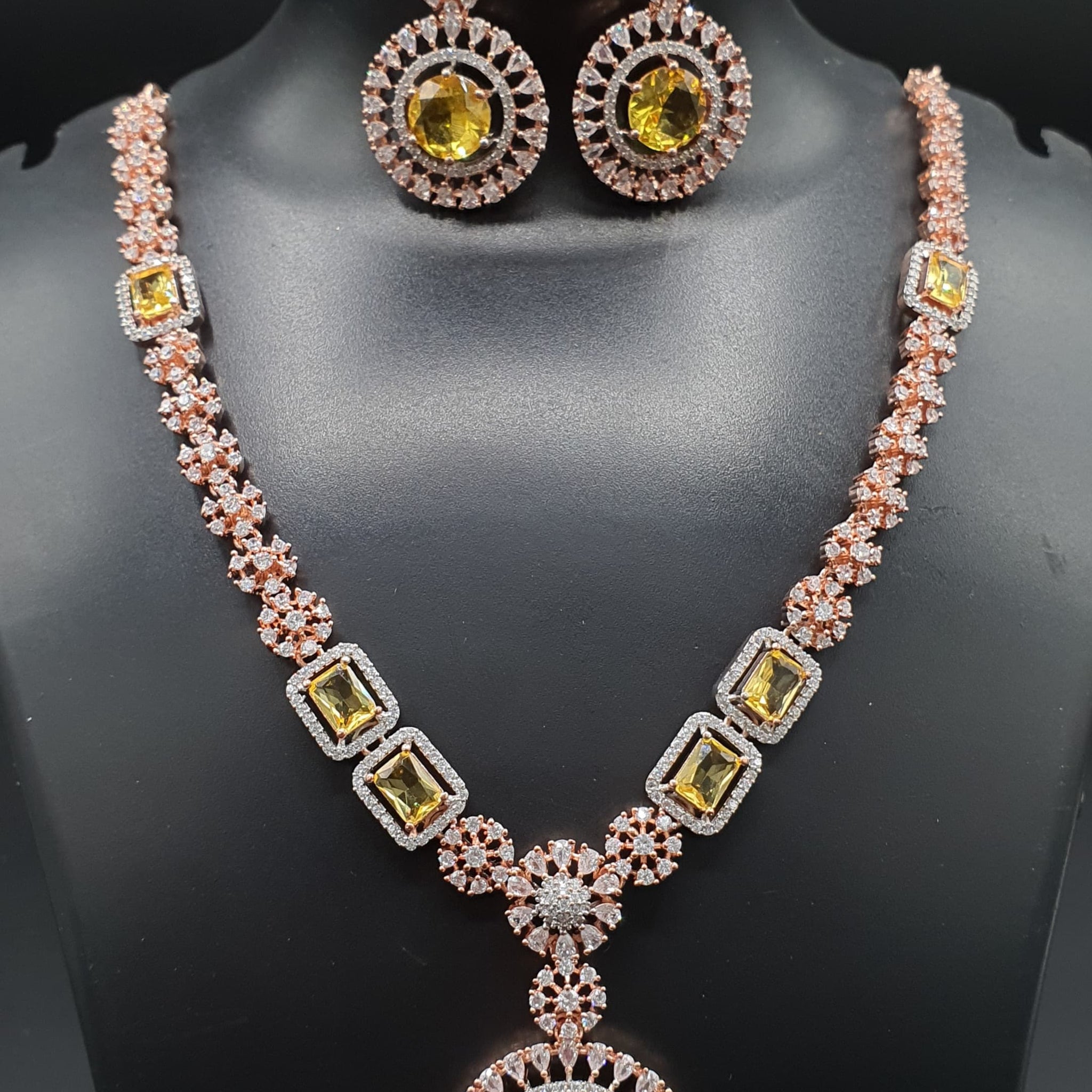 Beautiful American Diamond Padmavat Jewellery Antique Necklace Set with Earrings