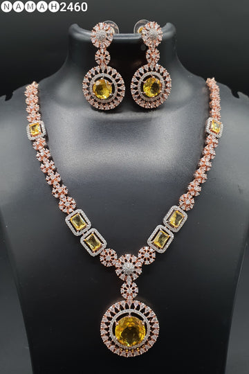 Beautiful American Diamond Padmavat Jewellery Antique Necklace Set with Earrings