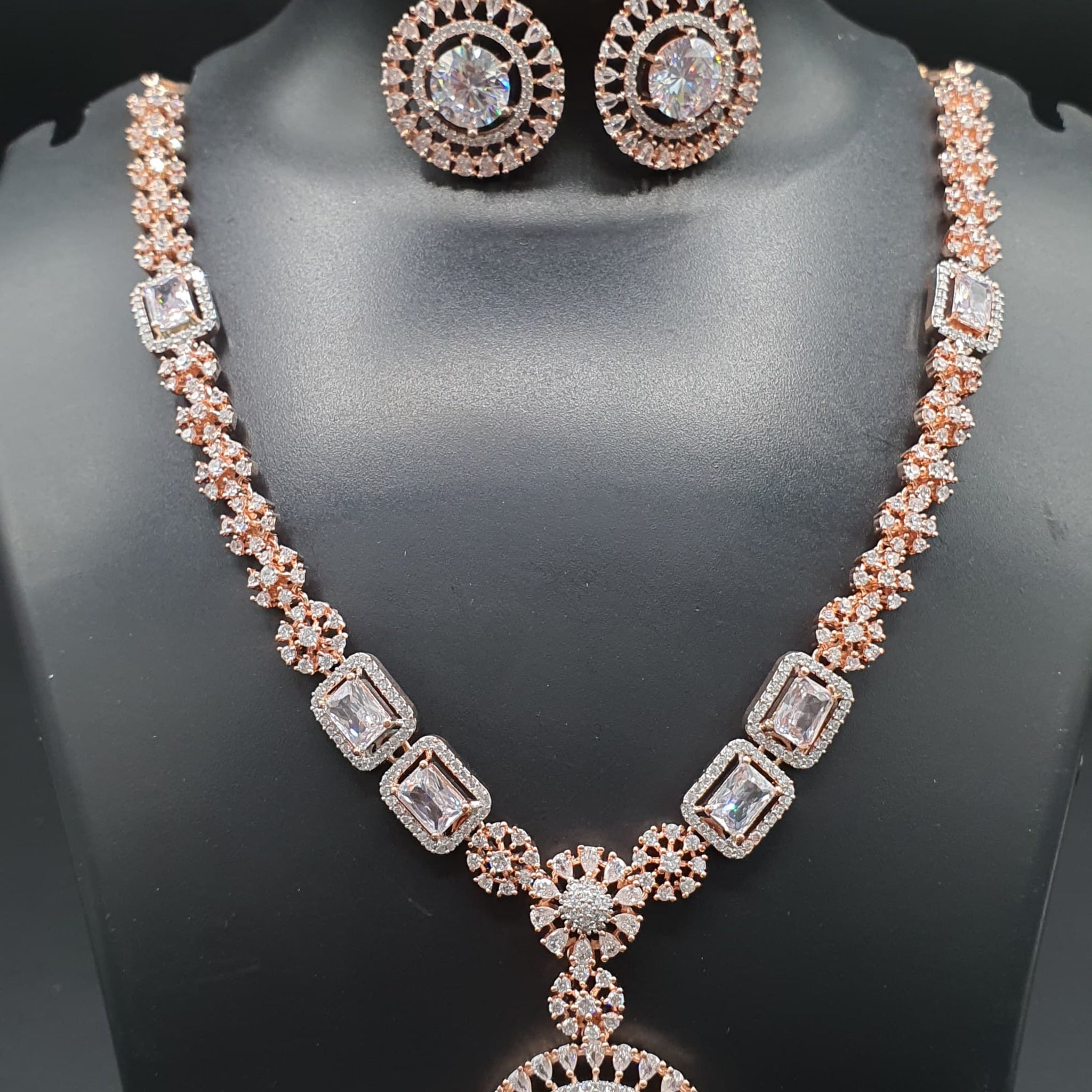 Beautiful American Diamond Padmavat Jewellery Antique Necklace Set with Earrings