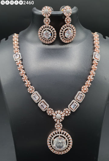 Beautiful American Diamond Padmavat Jewellery Antique Necklace Set with Earrings