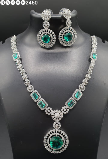 Beautiful American Diamond Padmavat Jewellery Antique Necklace Set with Earrings