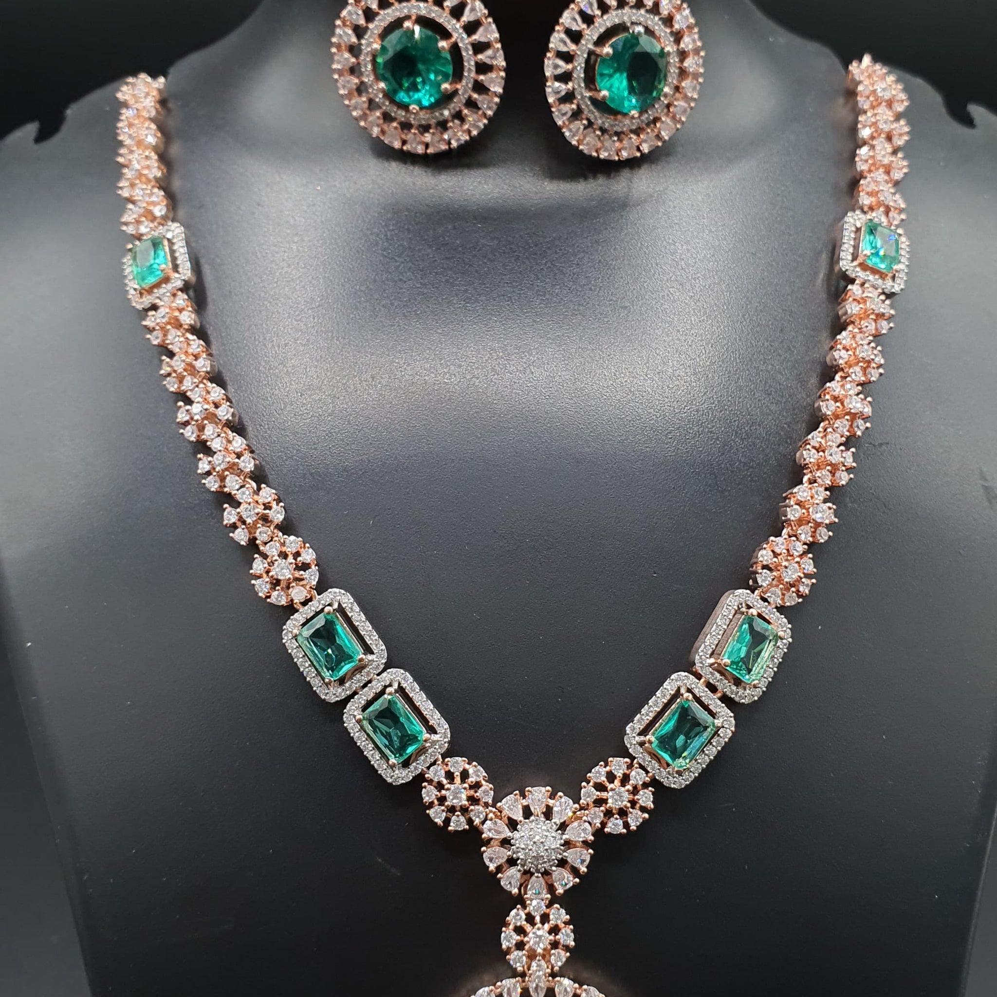 Beautiful American Diamond Padmavat Jewellery Antique Necklace Set with Earrings