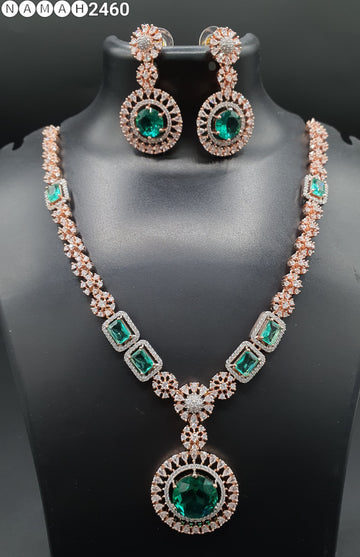 Beautiful American Diamond Padmavat Jewellery Antique Necklace Set with Earrings