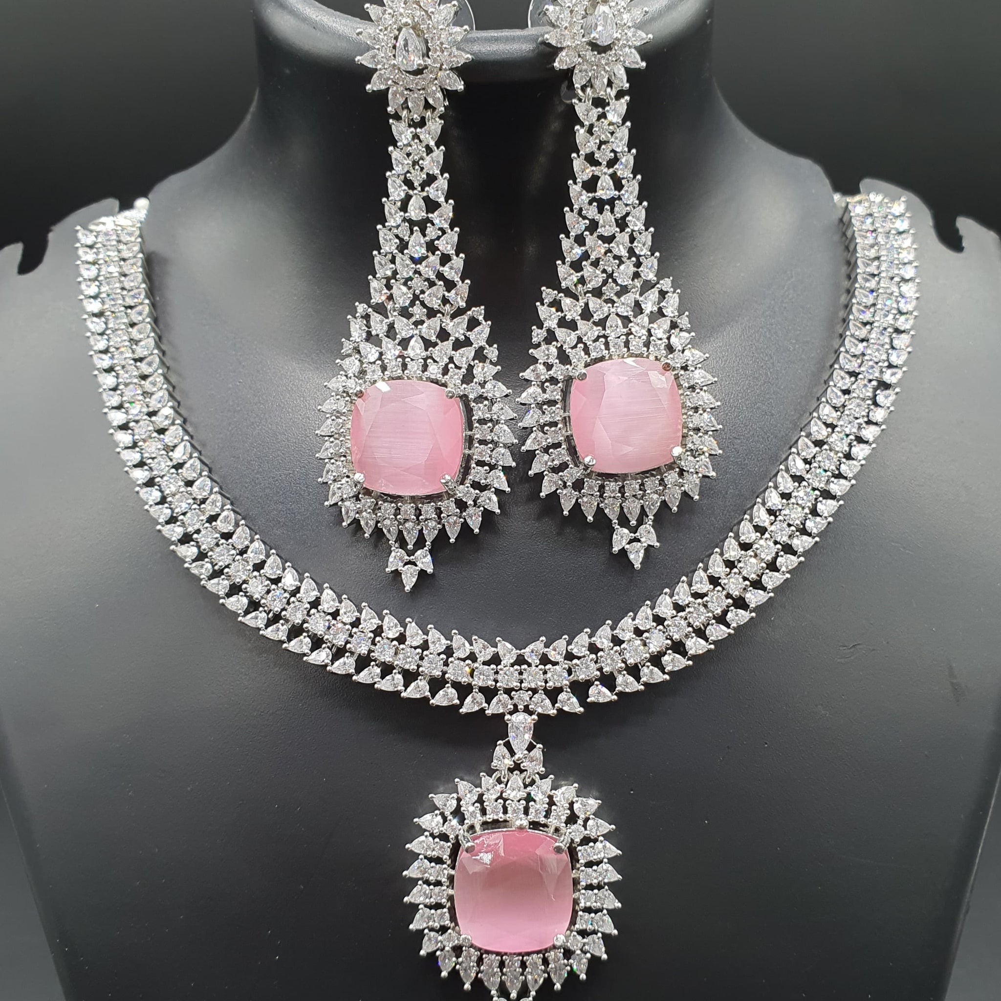 Beautiful American Diamond Padmavat Jewellery Antique Necklace Set with Earrings