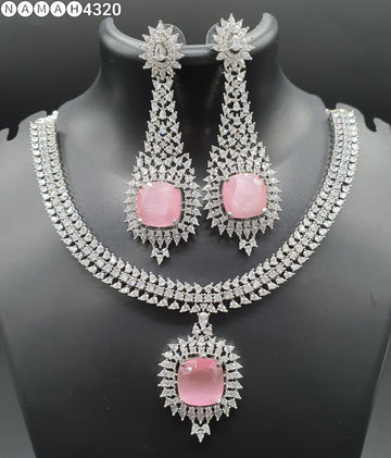 Beautiful American Diamond Padmavat Jewellery Antique Necklace Set with Earrings