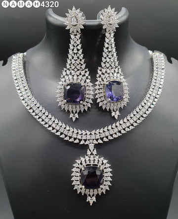 Beautiful American Diamond Padmavat Jewellery Antique Necklace Set with Earrings