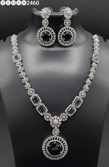 Beautiful American Diamond Padmavat Jewellery Antique Necklace Set with Earrings