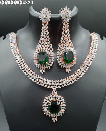 Beautiful American Diamond Padmavat Jewellery Antique Necklace Set with Earrings