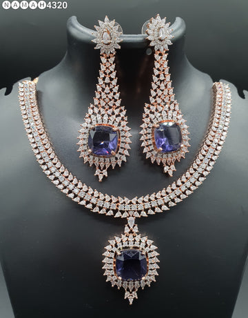 Beautiful American Diamond Padmavat Jewellery Antique Necklace Set with Earrings