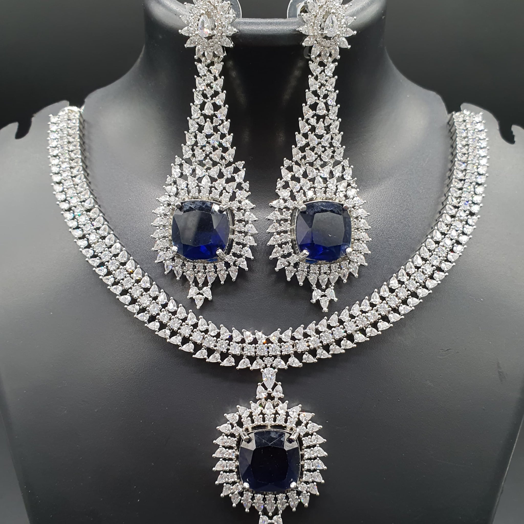 Beautiful American Diamond Padmavat Jewellery Antique Necklace Set with Earrings