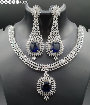 Beautiful American Diamond Padmavat Jewellery Antique Necklace Set with Earrings