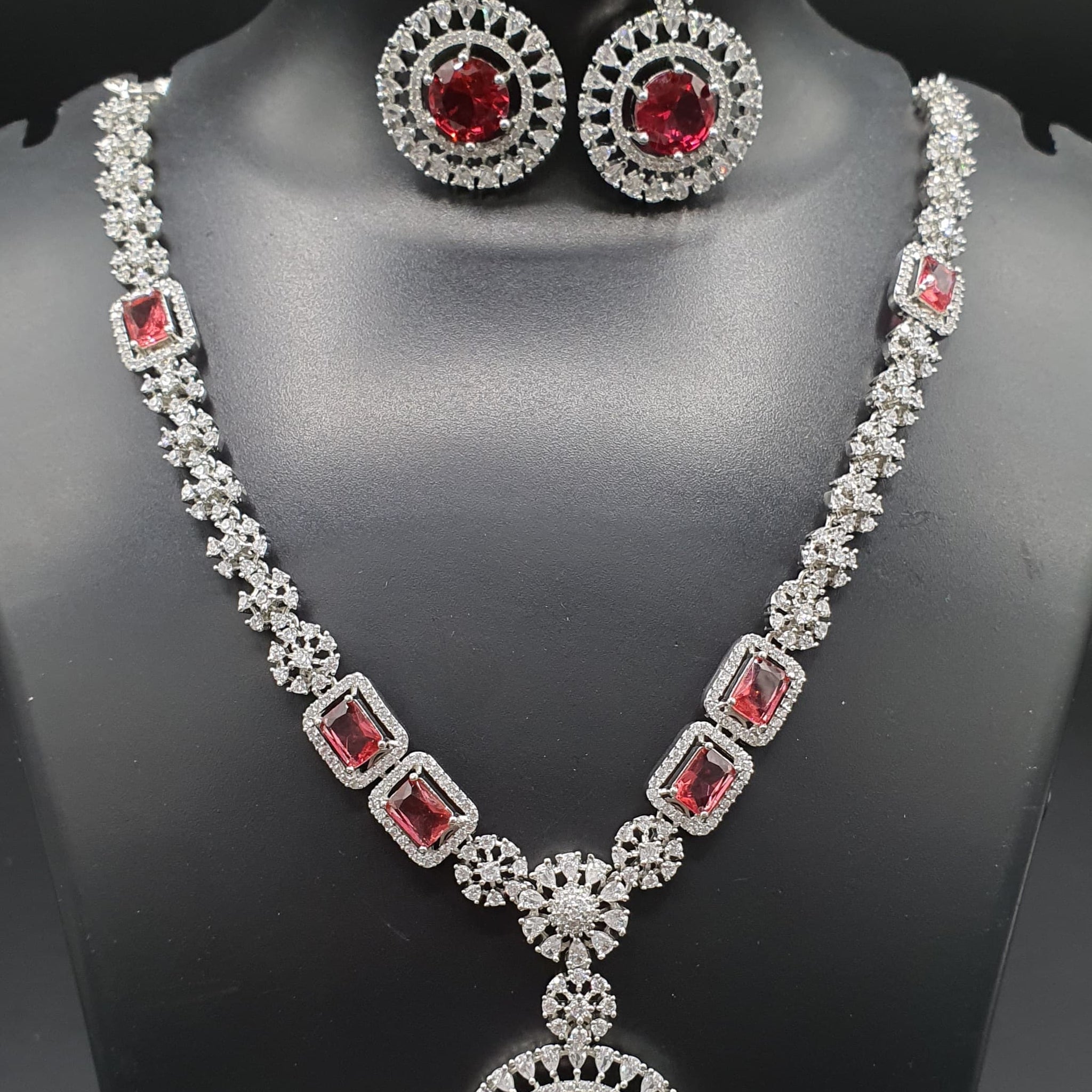 Beautiful American Diamond Padmavat Jewellery Antique Necklace Set with Earrings