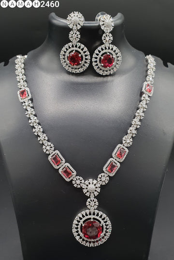 Beautiful American Diamond Padmavat Jewellery Antique Necklace Set with Earrings