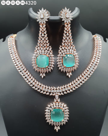 Beautiful American Diamond Padmavat Jewellery Antique Necklace Set with Earrings