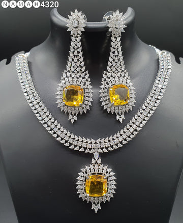 Beautiful American Diamond Padmavat Jewellery Antique Necklace Set with Earrings