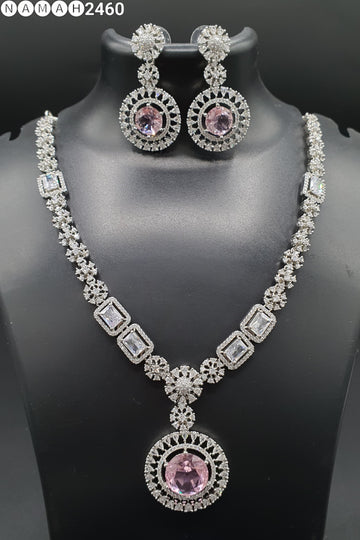 Beautiful American Diamond Padmavat Jewellery Antique Necklace Set with Earrings