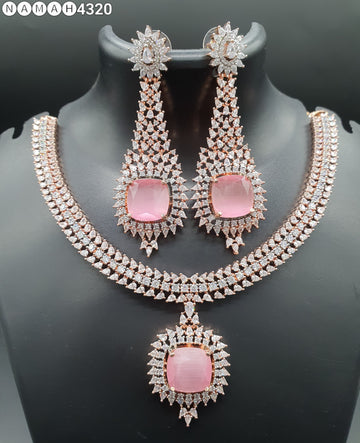 Beautiful American Diamond Padmavat Jewellery Antique Necklace Set with Earrings