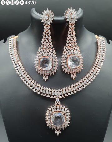 Beautiful American Diamond Padmavat Jewellery Antique Necklace Set with Earrings