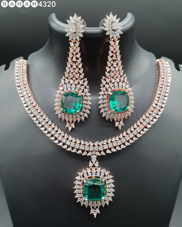 Beautiful American Diamond Padmavat Jewellery Antique Necklace Set with Earrings