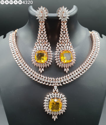 Beautiful American Diamond Padmavat Jewellery Antique Necklace Set with Earrings