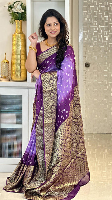 Beautiful Designer Kanjivaram Bandhani Saree