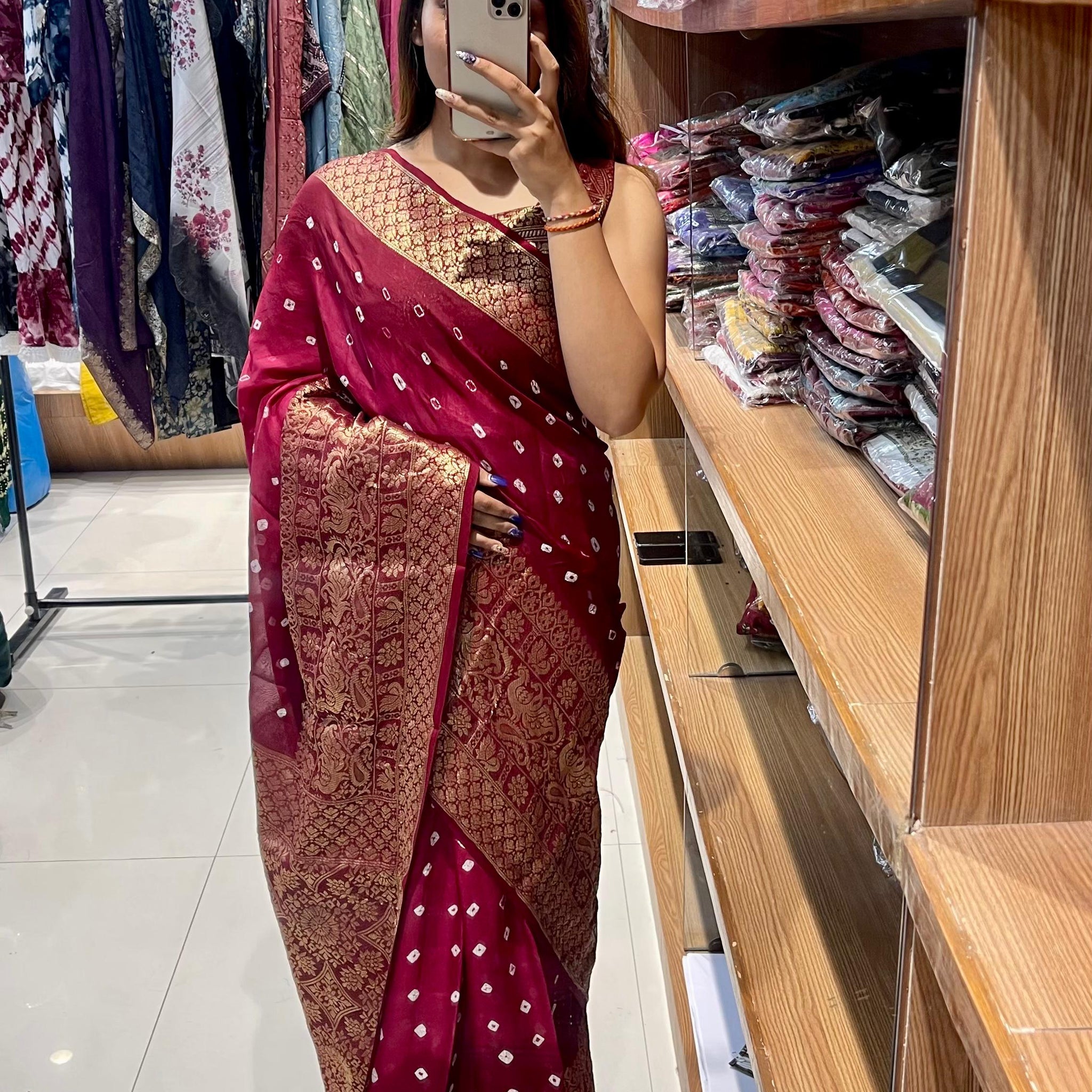 Beautiful Designer Kanjivaram Bandhani Saree