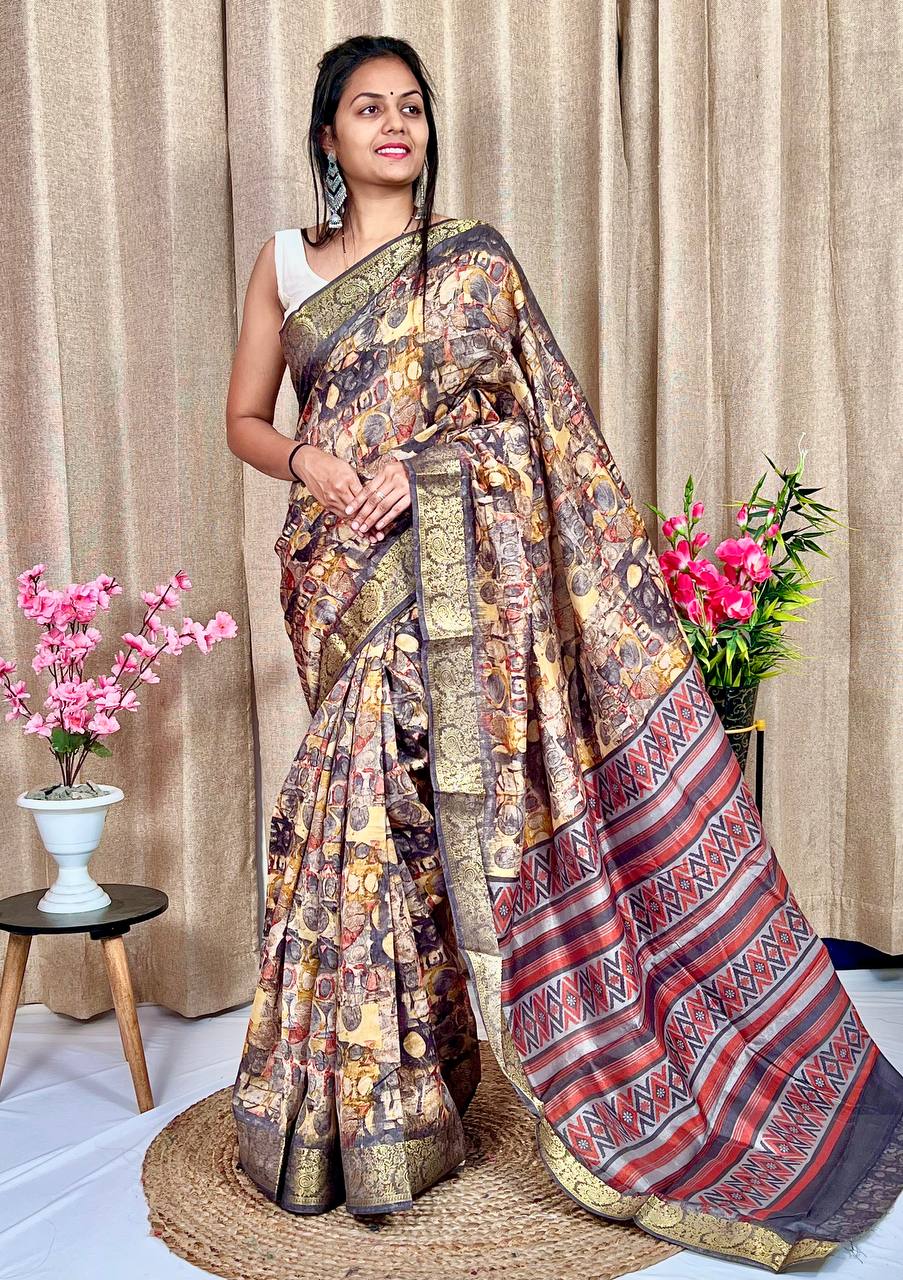 Beautiful Designer Daily Wear Soft Tusshar Silk Slub Saree