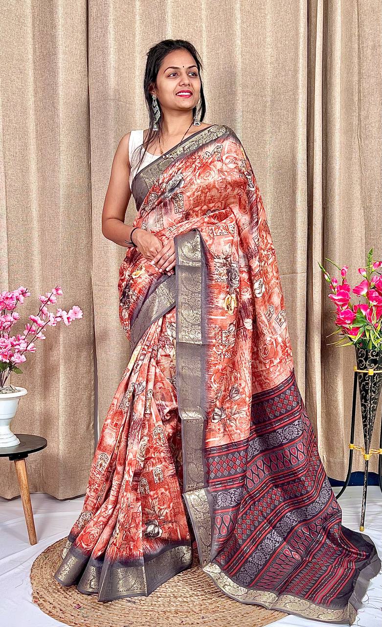 Beautiful Designer Daily Wear Soft Tusshar Silk Slub Saree