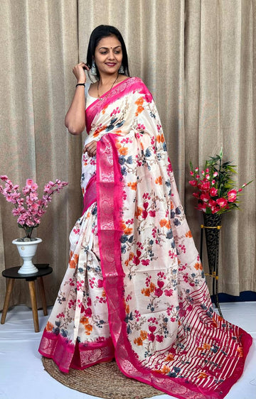 Beautiful Designer Daily Wear Soft Tusshar Silk Slub Saree