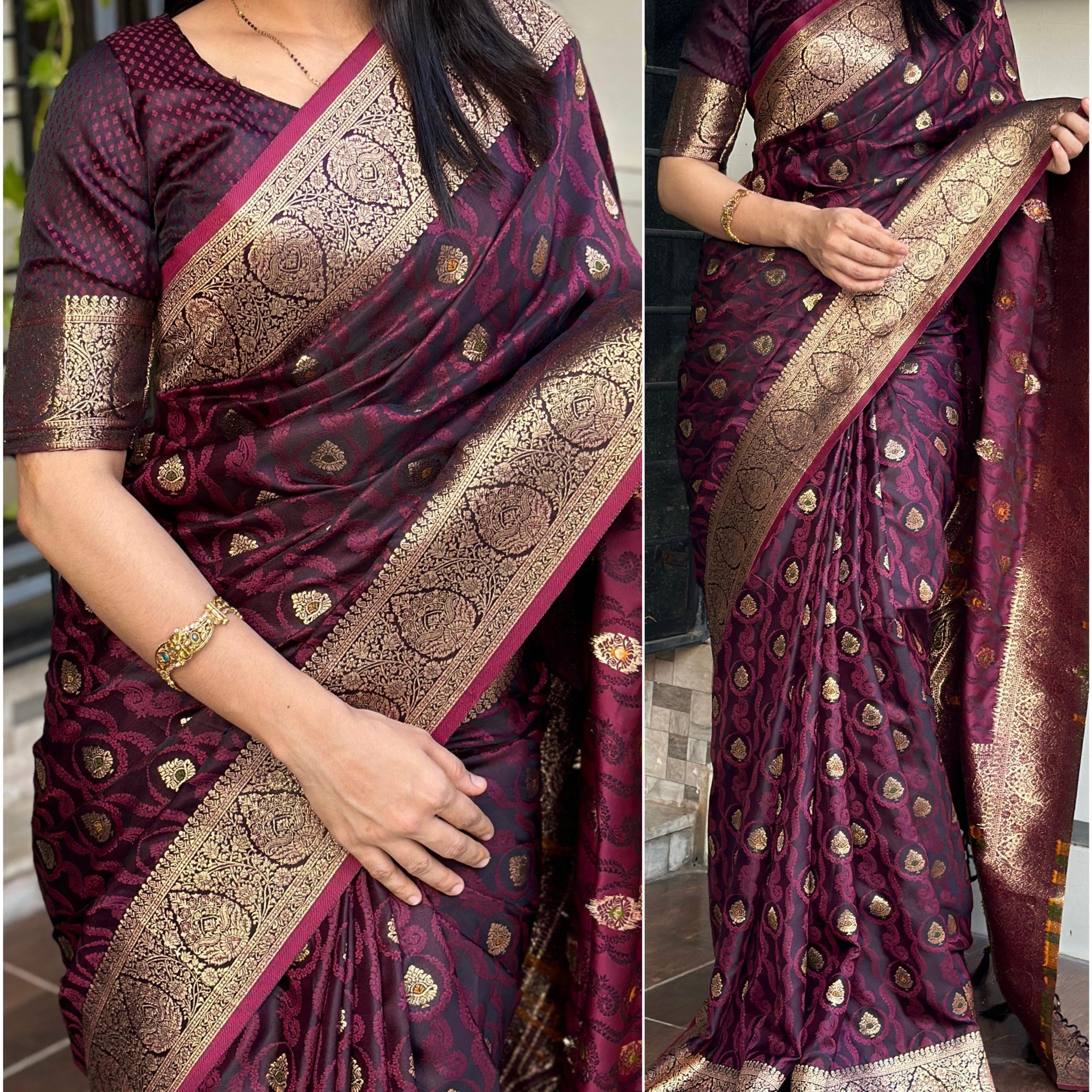 Beautiful Designer Pure Satin Silk Saree