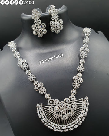 Beautiful American Diamond Jewellery Antique Necklace Set with Earrings