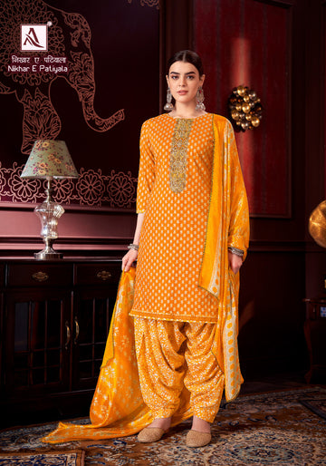 Alok Suit Nikhar E Gold Patiyala Punjabi Style Salwer Suit (699x08)