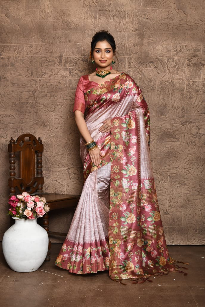 Beautiful Boutique Designer Pure Soft Tussar Silk Saree