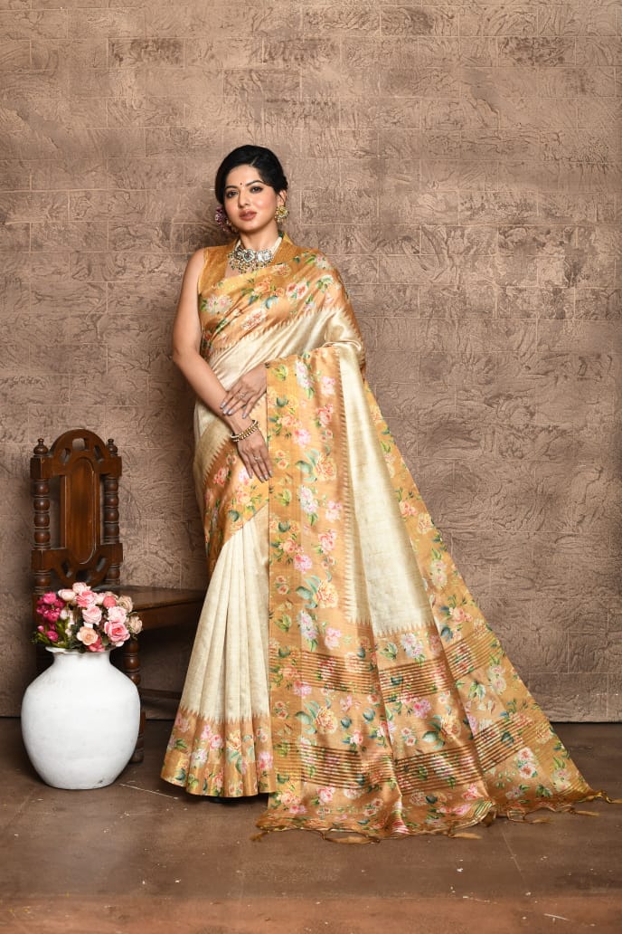 Beautiful Boutique Designer Pure Soft Tussar Silk Saree