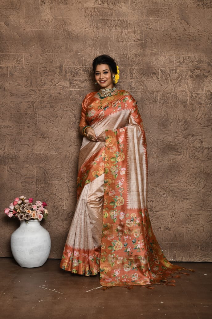 Beautiful Boutique Designer Pure Soft Tussar Silk Saree