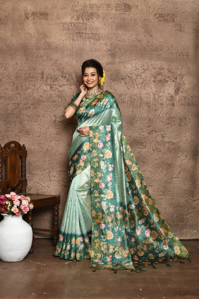 Beautiful Boutique Designer Pure Soft Tussar Silk Saree