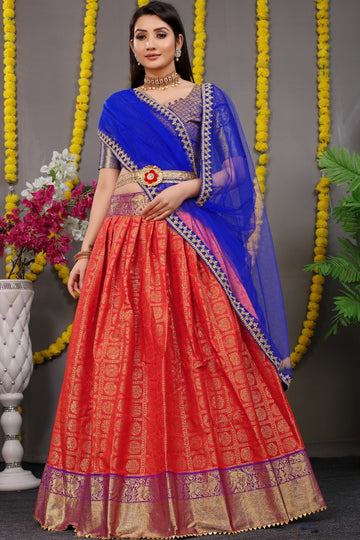 Beautiful Designer Pure Silk Zari Weaving Lahenga