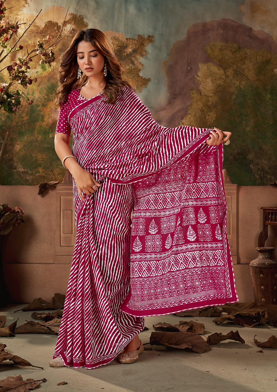 Beautiful Designer Pure Woven Mulmul Cotton Sarees