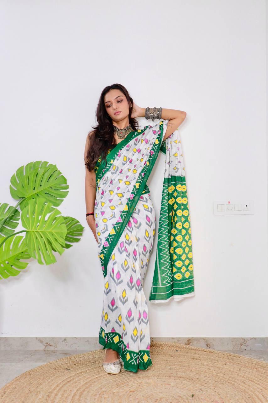 Beautiful Designer Pure Soft Cotton Sarees