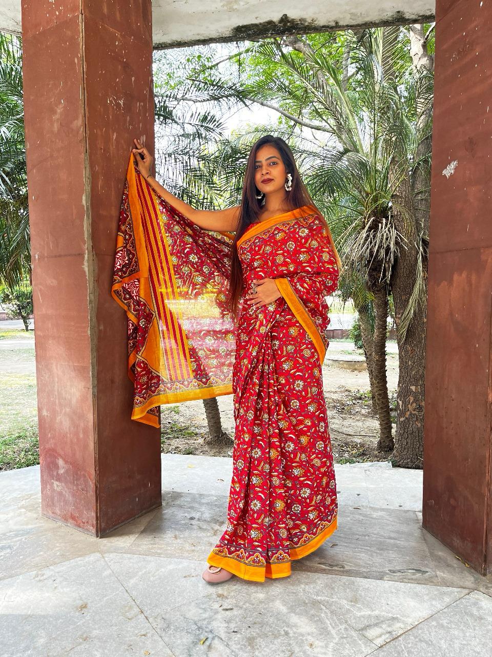 Beautiful Designer Pure Soft Cotton Sarees