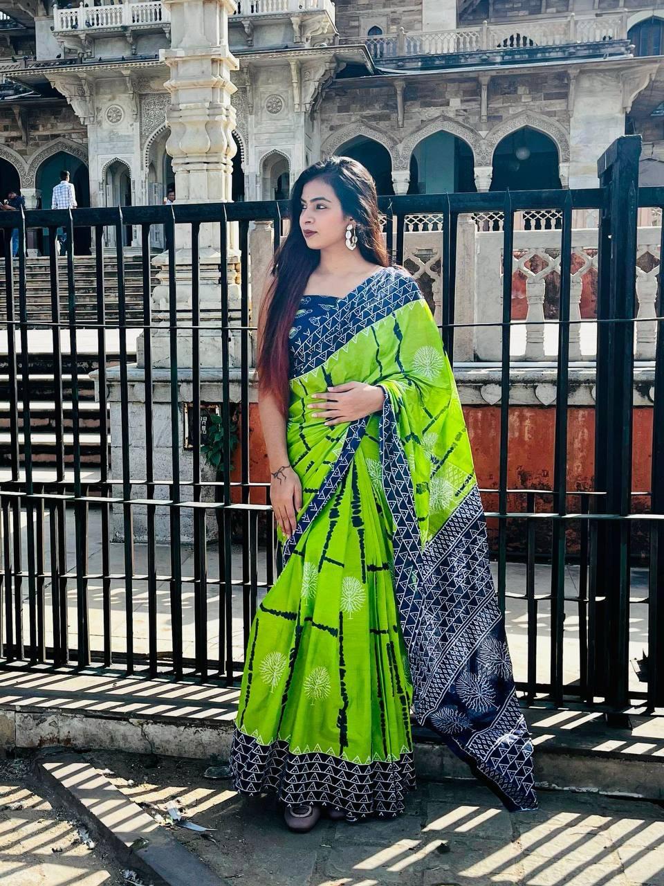 Beautiful Designer Pure Soft Cotton Sarees