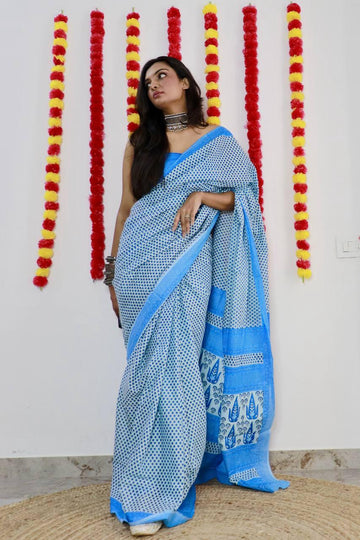 Beautiful Designer Pure Soft Mulmul Cotton Saree