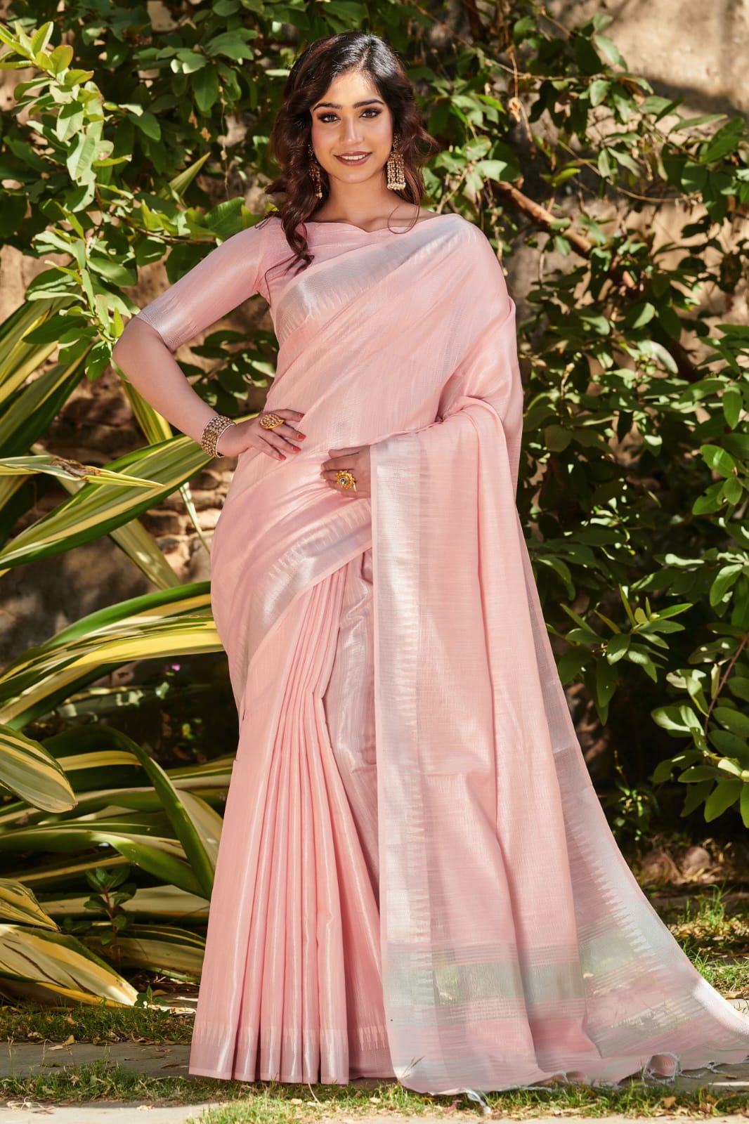 Beautiful Designer Pure Tissue Linen Saree