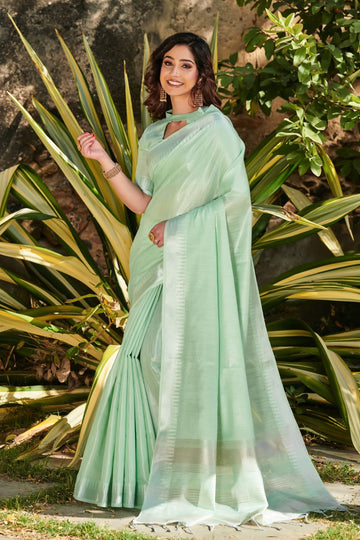 Beautiful Designer Pure Tissue Linen Saree