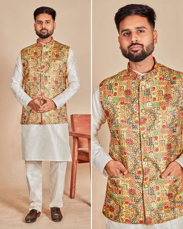 Festival Designer Ready to Wear Kurta Pyjama with Koti