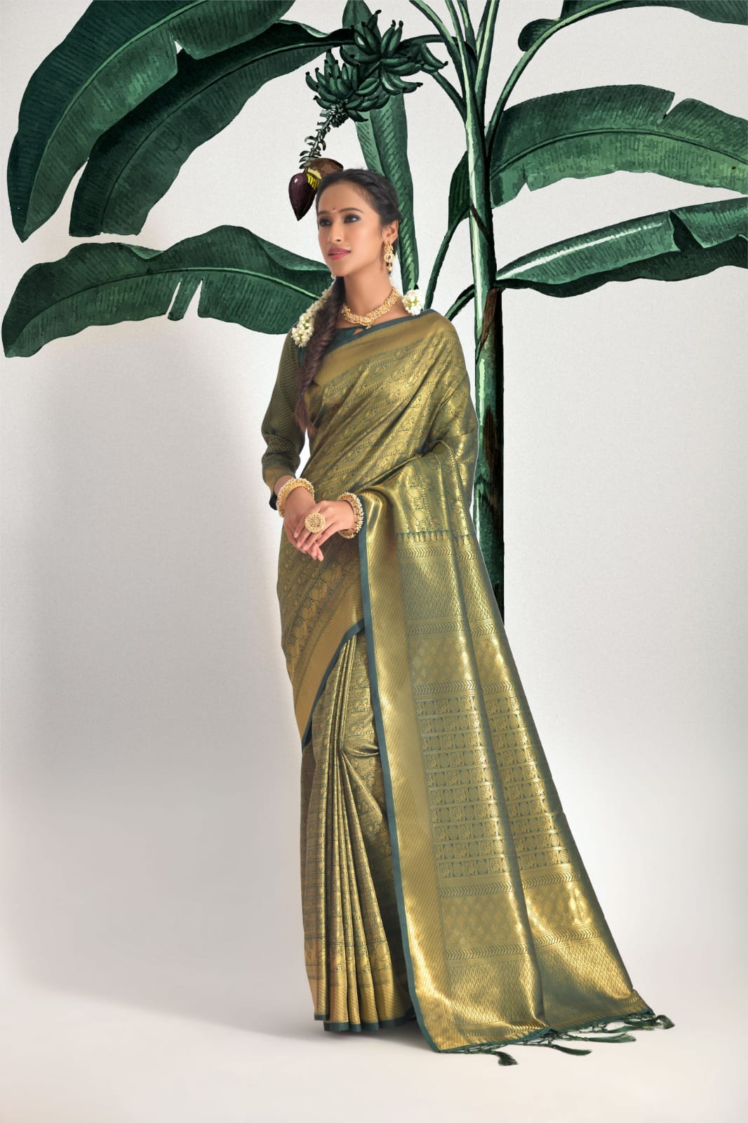 Kanjivaram Soft Lichi Silk Saree With Blouse Piece – resetagri