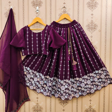 Beautiful Designer Kid's Faux Georgette With Sequance Lehenga