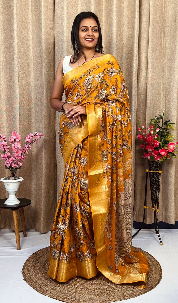 Beautiful Designer Hit Flower Pure Dola Silk Saree