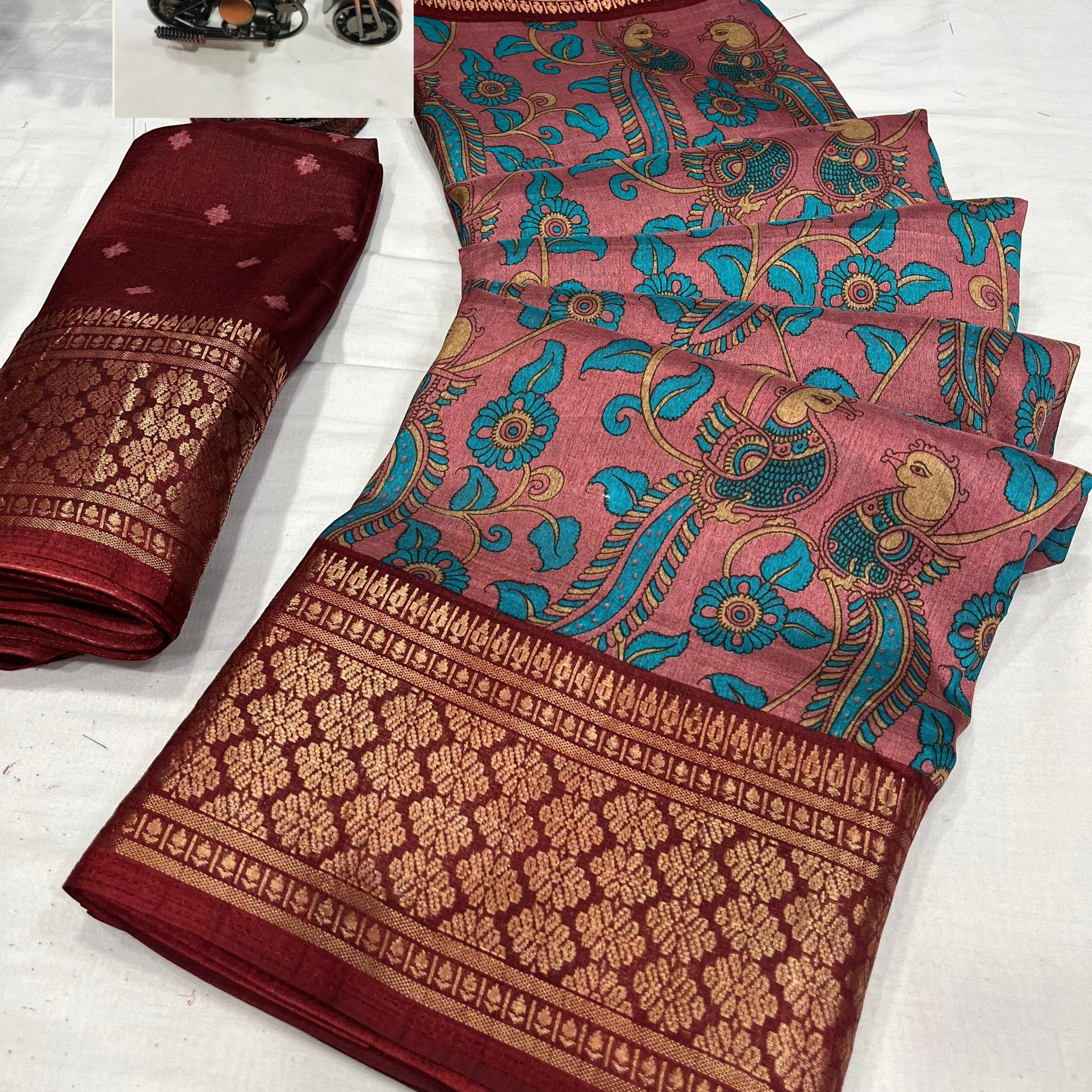 Beautiful Designer Special Kalamkari Dola Silk Saree